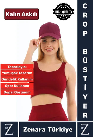 Yüksek Kaliteli Göğüs Toparlayan Sarkma Önleyen Gündelik Spor Kullanım Kalın Askılı Crop Büstiyer