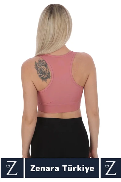 Yüksek Kaliteli Sarkma Önleyen Göğüs Toparlayıcı Spor Gündelik Kullanım Fermuarlı Şık Crop Büstiyer - 5