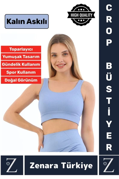 Yüksek Kaliteli Göğüs Toparlayan Sarkma Önleyen Gündelik Spor Kullanım Kalın Askılı Crop Büstiyer