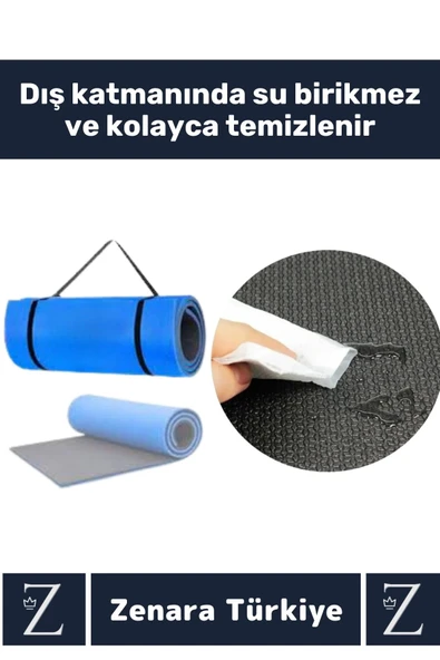 Özel Üretim Kompakt Taşıma Askılı Çift Taraflı Su Geçirmez Kamp Uyku Minder Yoga Pilates Matı 6,5 Mm - 3
