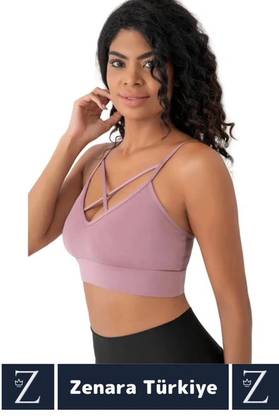 Luxery Göğüs Toparlayan Sarkma Önleyen Spor Gündelik Kullanım Ön Çapraz Askılı Micro Crop Büstiyer - 2