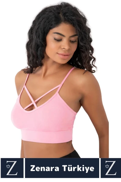 Luxery Göğüs Toparlayan Sarkma Önleyen Spor Gündelik Kullanım Ön Çapraz Askılı Micro Crop Büstiyer - 3