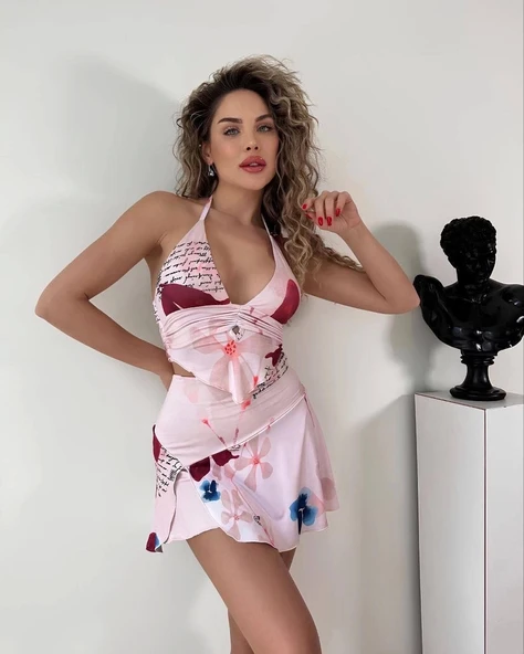 Kadın çiçek desenlı yazlık takım s3519 - 3