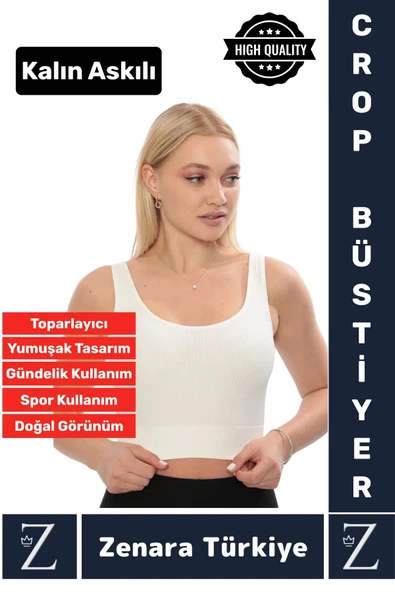 Yüksek Kaliteli Göğüs Toparlayan Sarkma Önleyen Gündelik Spor Kullanım Kalın Askılı Crop Büstiyer