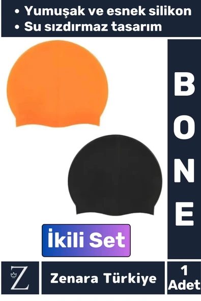 Su Geçirmez Elastik Yumuşak Yüzücü Havuz Deniz Yüzme Şapkası Esnek Silikon Bone 2'Li SET