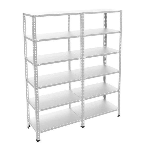 6 Katlı Duble Galvaniz Çelik Raf - Depo, Arşiv, Kiler, Dosya, Market, Bakkal Rafı  43x93 200 cm 0.70 mm