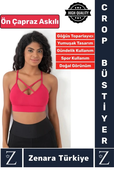 Luxery Göğüs Toparlayan Sarkma Önleyen Spor Gündelik Kullanım Ön Çapraz Askılı Micro Crop Büstiyer