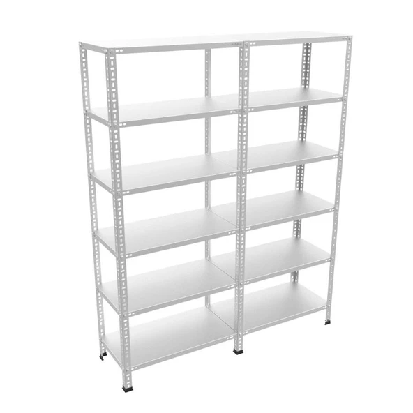 6 Katlı Duble Galvaniz Çelik Raf - Depo, Arşiv, Kiler, Dosya, Market Rafı  43x60 cm 200 cm 0.70 mm - Resim 4