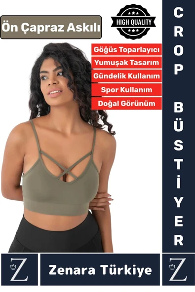 Luxery Göğüs Toparlayan Sarkma Önleyen Spor Gündelik Kullanım Ön Çapraz Askılı Micro Crop Büstiyer