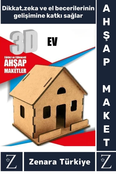 Premium Görsel Zeka El Becerisi Geliştirici Boyanabilir Puzzle Oyun Dekoratif Demonte Ahşap 3D Maket