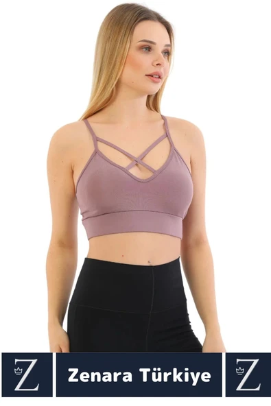 Luxery Göğüs Toparlayan Sarkma Önleyen Spor Gündelik Kullanım Ön Çapraz Askılı Micro Crop Büstiyer - 2