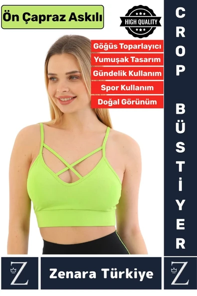 Luxery Göğüs Toparlayan Sarkma Önleyen Spor Gündelik Kullanım Ön Çapraz Askılı Micro Crop Büstiyer