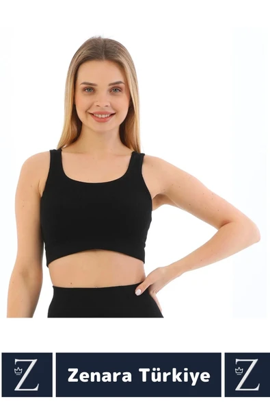 Yüksek Kaliteli Göğüs Toparlayan Sarkma Önleyen Gündelik Spor Kullanım Kalın Askılı Crop Büstiyer - 2
