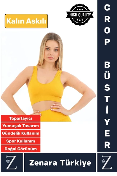 Yüksek Kaliteli Göğüs Toparlayan Sarkma Önleyen Gündelik Spor Kullanım Kalın Askılı Crop Büstiyer