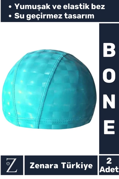 Premium Su Geçirmez Yüzücü Havuz Deniz Bonesi Elastik Bez Kumaş Yüzme Şapkası BONE 2 Adet - 1