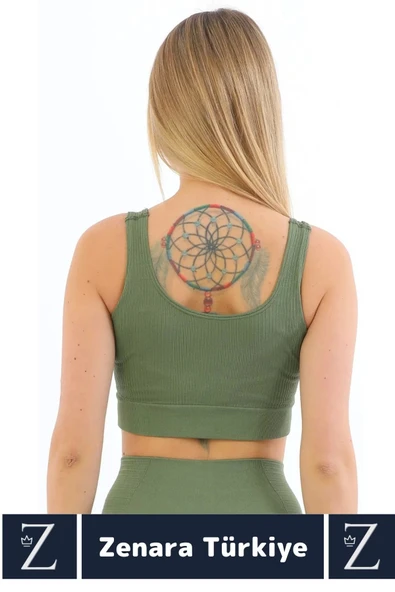 Yüksek Kaliteli Göğüs Toparlayan Sarkma Önleyen Gündelik Spor Kullanım Kalın Askılı Crop Büstiyer - 3