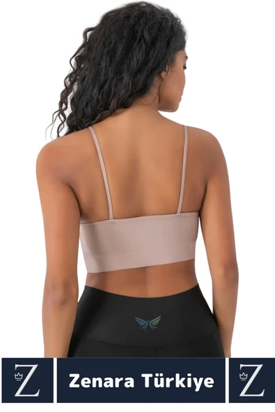 Luxery Göğüs Toparlayan Sarkma Önleyen Spor Gündelik Kullanım Ön Çapraz Askılı Micro Crop Büstiyer - Resim 3