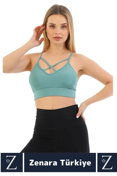 Luxery Göğüs Toparlayan Sarkma Önleyen Spor Gündelik Kullanım Ön Çapraz Askılı Micro Crop Büstiyer - 2