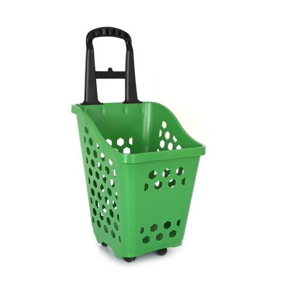 40 Lt Tekerlekli Plastik Alışveriş Sepeti - Market Sepeti  Yeşil