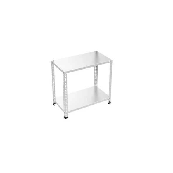 2 Katlı Galvaniz Çelik Raf - Depo, Arşiv, Kiler, Dosya, Market, Bakkal Rafı  43x93 100 cm