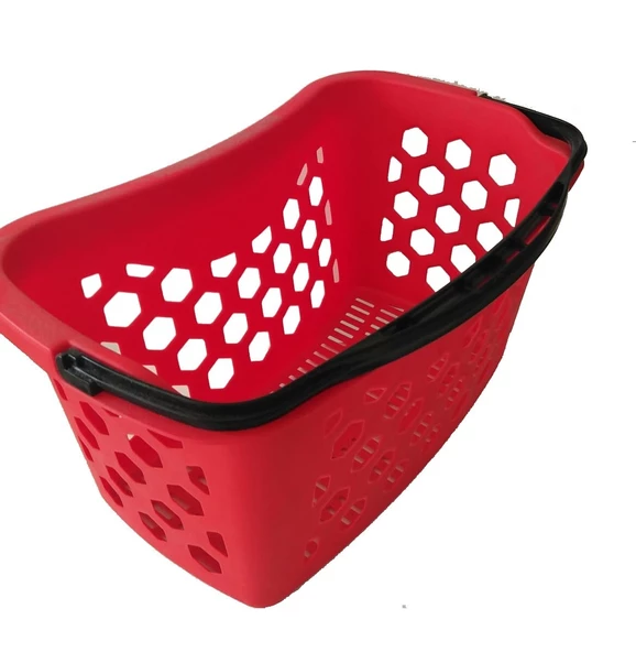 Fasulye Tipi Plastik Alışveriş Sepeti - Market El Sepeti  Kırmızı