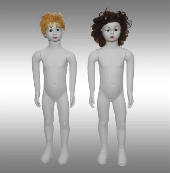 4-10 Yaş Çocuk Manken - Saçlı Prova, Teşhir, Vitrin Mankeni Sarı Saçlı - 3