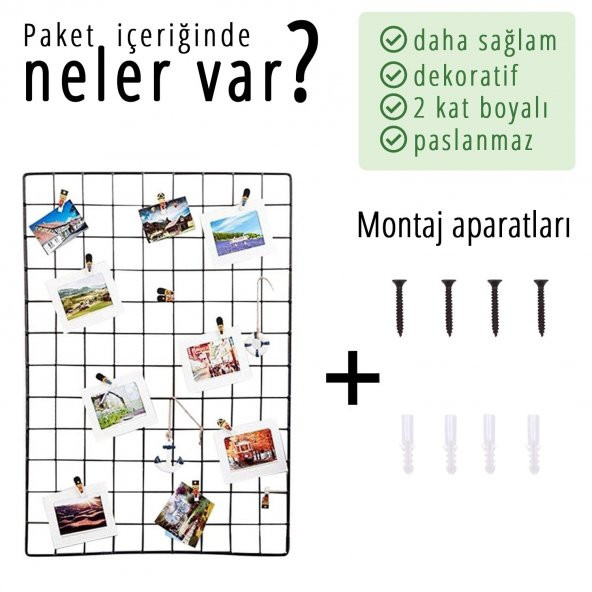 Rafburada® Tel Fotoğraf Askısı. Duvar Askılığı, Notluk - 2