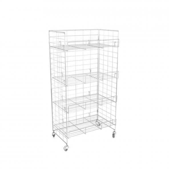 Rafburada® 4 Katlı Aksiyon Sepet.Katlanır Tekerli Tel Stand. - 2