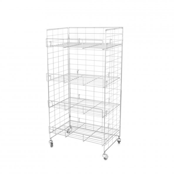 Rafburada® 4 Katlı Aksiyon Sepet.Katlanır Tekerli Tel Stand. - 3