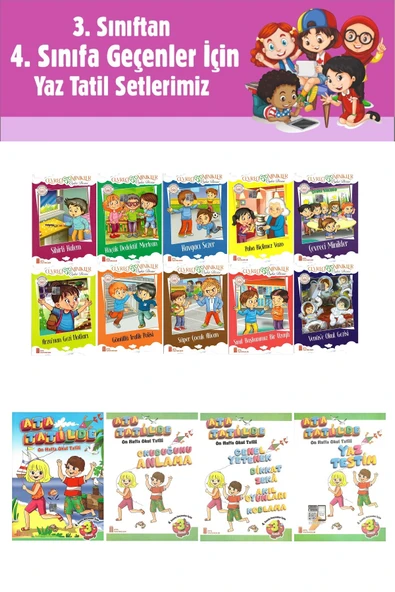 3.Sınıftan 4.Sınıfa Geçenler İçin Ata Tatilde Seti +10 lu Hikaye Seti 2