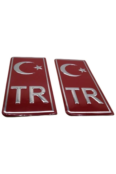 SÜSLEN Tr Plaka Folyo Sticker 2'li - Türkiye Plaka Pleksi Kabartma Sticker (2 ADET) - 2