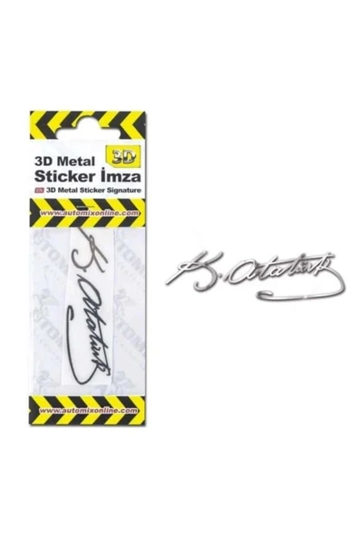 Fox 3D Metal Sticker Atatürk İmza 8x2 Cm