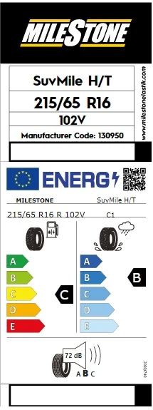 Milestone 215/65 R16 102V Reinf. Suvmile H/T Yaz Lastiği 2025 Üretim - 2