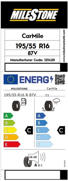 Milestone 195/55 R16 87V Carmile Yaz Lastiği 2025 Üretim - 2