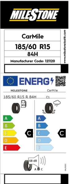 Milestone 185/60 R15 84H Carmile Yaz Lastiği 2025 Üretim - 2