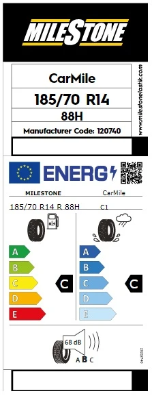 Milestone 185/70 R14 88H Carmile Yaz Lastiği 2025 Üretim - 2
