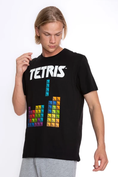 Orijinal Lisanslı Tetris Desenli Erkek T-Shirt Şort Takım - TETRS-55219-L - 2