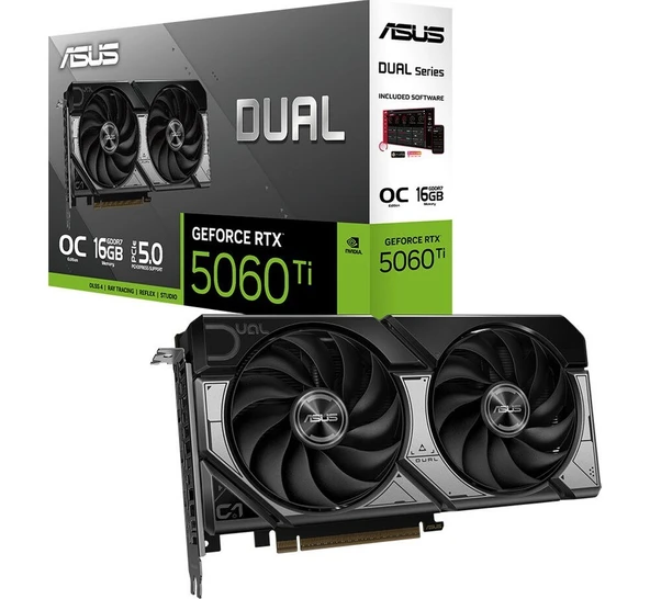 ASUS DUAL-RTX5060TI-O16G-NVIDIA-GEFORCE-RTX 5060 TI-16G-16GB GDDR7-128BIT--OC-HDMI-3XDP-DLSS4 ürün görseli