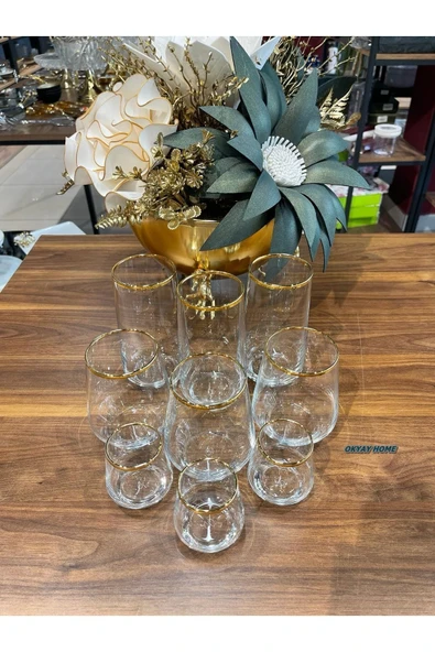 PAŞABAHÇE Allegra 18 Parça GERÇEK Yaldızlı Bardak Su Takımı , Çeyizlik , Hediyelik , Su Seti - 4