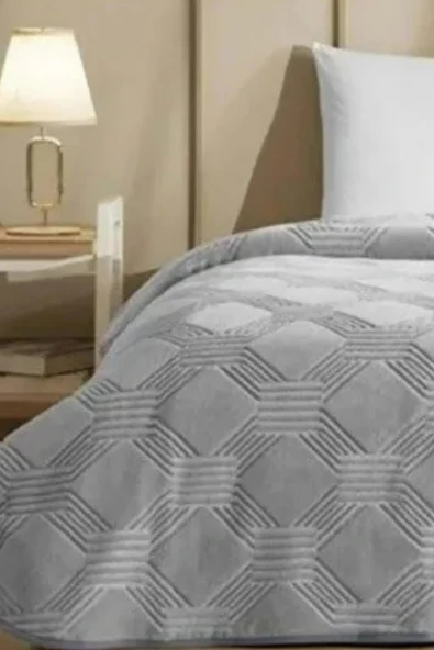 Özdilek Trendy Art Deco Gri Battaniye Tek Kişilik