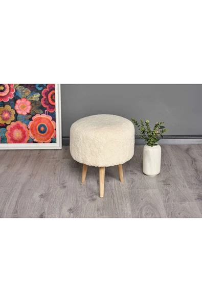 WoodyMaison Dekoratif Çok Amaçlı Silindir Ahşap Ayaklı Puf Bench Koltuk