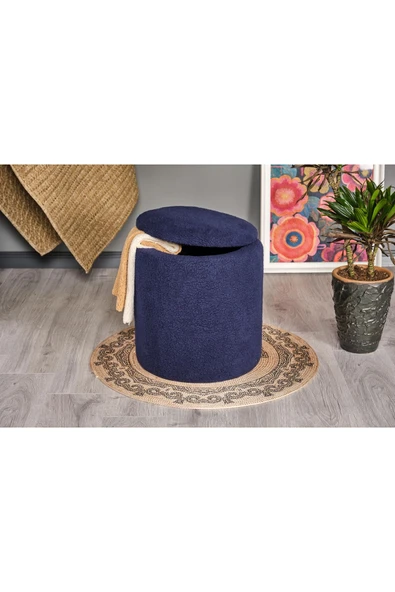 WoodyMaison İskandinav Tarz Kuzu Tüy Kumaş Sandıklı Large Çok Amaçlı Puf Koltuk Bench 41*42