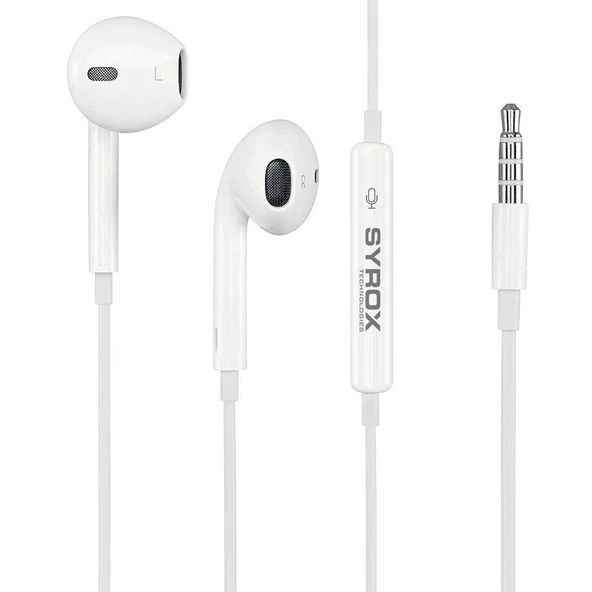 Jack Girişli Beyaz Kablolu Kulaklık Ios Android Uyumlu 3.5 mm Kulaklık