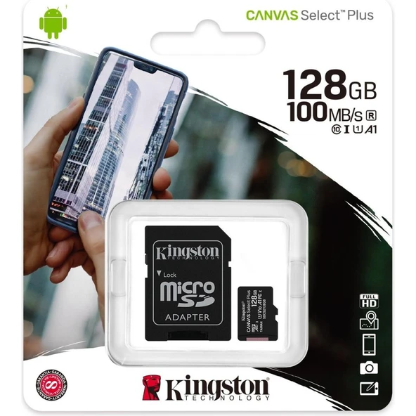 Kingston Canvas Select Plus SDCS2/128GB Class 10 U1 A1 V10 128 GB Micro SD Kart - Outler