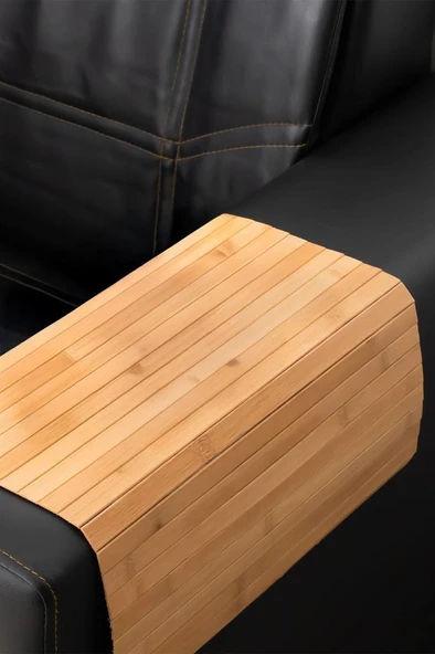 Bambu Koltuk Matı Ahşap Kanepe Koltuk Kenarı Sehpa Yan Sehpa Koltuk Katlanabilir Tepsisi 45x70 - 2