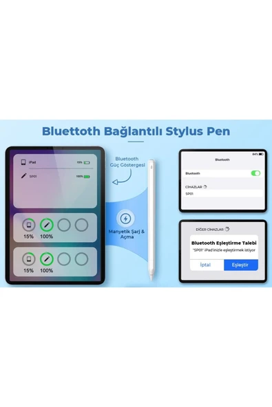 Bix SP01 Bluetooth Stylus iPad Mini /Pro /Air Tablet Uyumlu Dokunmatik Yazı Ve Çizim Kalemi - 7
