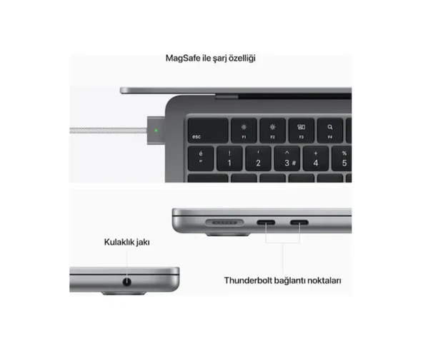 Apple MacBook Air M2 16GB 256GB SSD macOS 13" Taşınabilir Bilgisayar Uzay Grisi MC7U4TU/A - 7