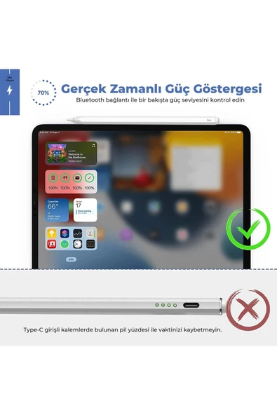 Bix SP01 Bluetooth Stylus iPad Mini /Pro /Air Tablet Uyumlu Dokunmatik Yazı Ve Çizim Kalemi - 2