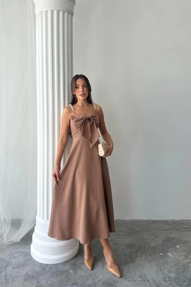 Moccah İnci Askı Detaylı Elbise - Resim 3