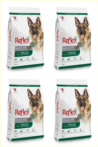 Reflex Kuzulu, Pirinçli ve Sebzeli Yüksek Kaliteli Köpek Maması 3 Kg* 4 ADET ürün görseli